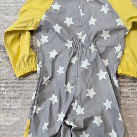 NWT 7AM Rain Coveralls Waterproof Hooded Rainy Star Print Yellow Gray 2-3T - Picture 9 of 9